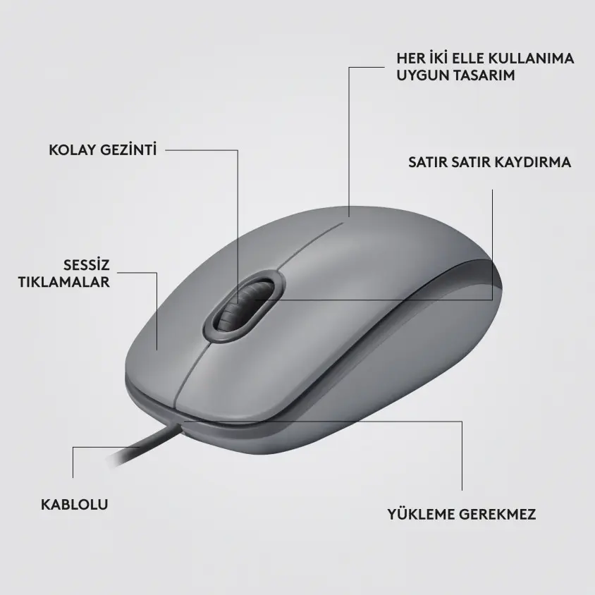 Logitech M110 Silent Kablolu Mouse - 910-006760